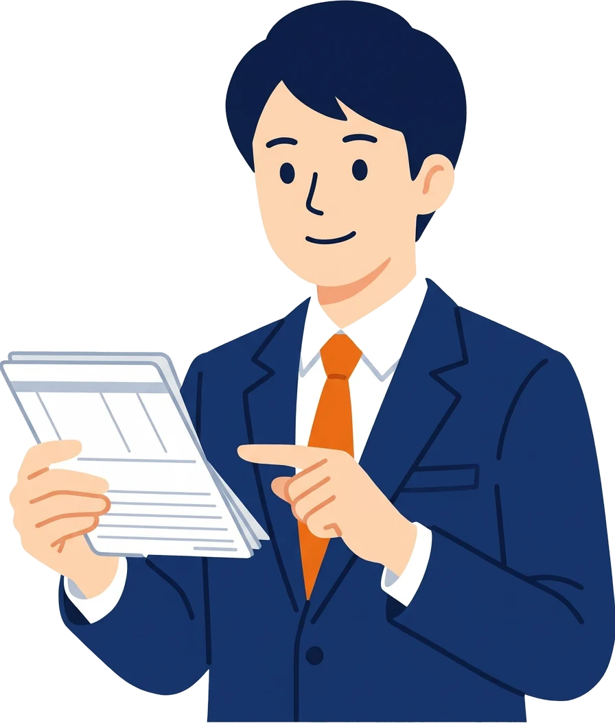 通帳を開いて示す税理士